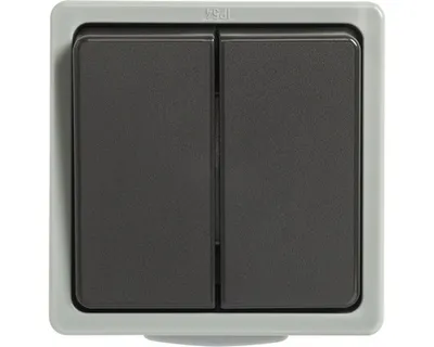Image de Interrupteur série pour pièces humides, montage apparent, IP54, gris clair/gris foncé, standard IP54
