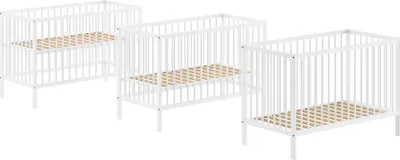 Zdjęcie produktu dla Łóżeczko dziecięce Kara-lynn 124x65x84 łóżeczko z litego drewna bukowego, białe 17885
