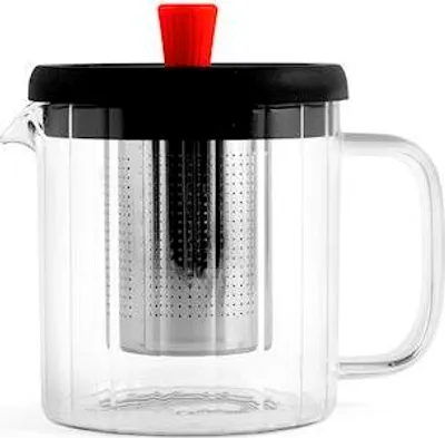 Produktbild von Teekanne aus durchsichtigem Borosilikatglas, 0,6 Liter, mit Edelstahlfilter.