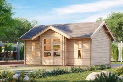 Produktbild von Karibu Gartenhaus "Sandstad" Blockbohlenhaus 38 mm Wandstärke Firsthöhe 293cm Fläche 19m² inkl Fußboden