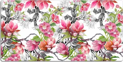 Produktbild von Schreibtischmatte Tischunterlage 120x60 cm Mauspad - Aquarellblumen