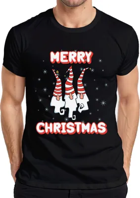 Produktbild von Merry Christmas Schweden Gnome - Weihnachten Weihnachtsgeschenk Christmas Herren T-Shirt, Schwarz, 3XL