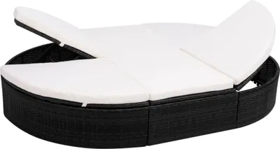 Produktbild von The Living Store Outdoor-Loungebett mit Kissen Poly Rattan Schwarz