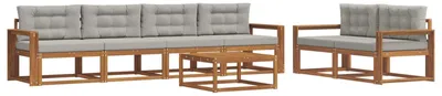 Produktbild von vidaXL Outdoor-Sofagarnitur 7 pcs Natürlich und Hellgrau