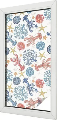 Produktbild von Buntglas Fensterfolie – 100x100 cm – Stained-Glass Design – blickdichte dekorative Sichtschutzfolie – selbstklebend, UV-Schutz – Krebskorallen