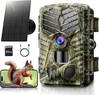 Produktbild von Wildkamera, Überwachungskameras, Tierkamer, Jagdkamera, 2,7K 48MP WLAN Wildtierkamera Solar mit Bewegungsmelder Nachtsicht, IP66 Wasserdicht