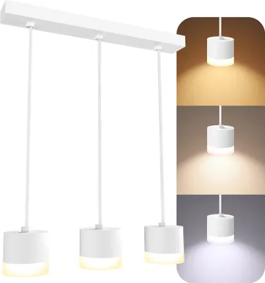Produktbild von SSC-LUXon VORA Pendelleuchte 3-flammig mit Leuchtrand - Hängelampe Esstisch längenverstellbar inkl. GX53 LEDs 6W drei einstellbaren Lichtfarben 3CCT dimmbar