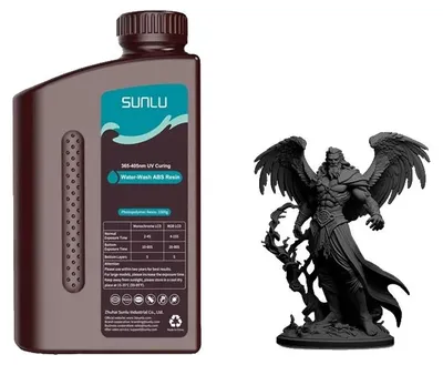 Obrázok produktu pre 3D tlačová živica, nekrehká, rýchlo vytvrdzujúca, umývateľná vodou, ABS, čierna