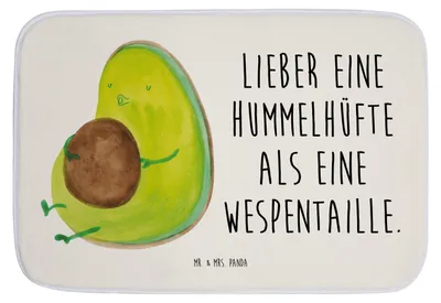Produktbild von Mr. & Mrs. Panda Badvorleger Avocado Pfeifen - Weiß - Geschenk, Schwanger, Ernährung, Badematte, Abnehmen, Badläufer, Badteppich, Badezimmerteppich, duschmatte
