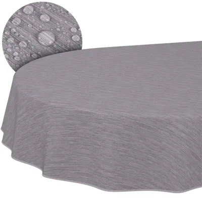 Tischdecke Wachstuch Einfarbig Grau Robust Wasserabweisend Oval Breite 140 cm Länge 220 cm, Hauptbild
