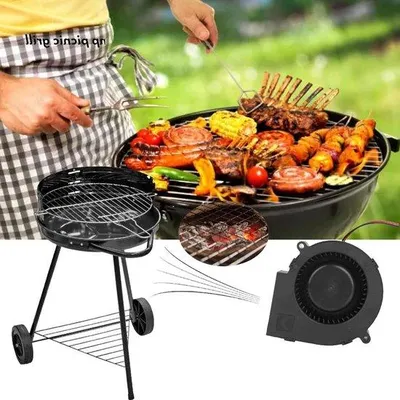 Obrázok produktu pre Elektrický ventilátor na grilovanie 12 V, 2,85 A na kempovanie a pikniky