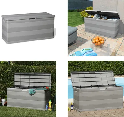 Immagine prodotto di vidaXL Scatola da giardino grigia 117×45×56 cm - Scatola portaoggetti - Scatola per cuscini da giardino - Scatole per cuscini da giardino