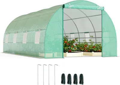 Obrázek produktu pro Tunelová skleníková konstrukce - Skleníková konstrukce - Konstrukce pro pěstování rajčat - Konstrukce pro pěstování rostlin - Konstrukce s fólií - Velké rozměry: 600 x 300 x 200 cm