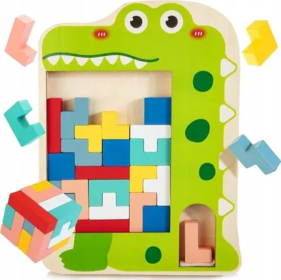 Zdjęcie produktu dla Tetris Klocki Drewniane Puzzle 3D Układanka Łamigłówka 31x23cm