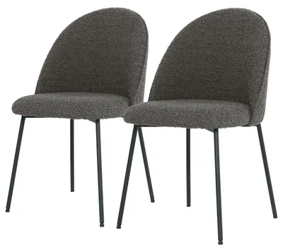 Produktbild von home24 Polsterstuhl - 2er-Set - Bouclé / Eisen