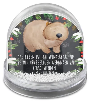 Produktbild von Mr. & Mrs. Panda Weihnachts Schneekugel Wombat - Kreidetafel - Geschenk, schnee kugel, Winterkugel, Australien, Weihnachten, Das Leben Ist schön, Motivation, dekoartikel