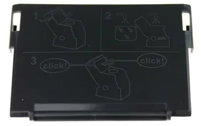 Instructional diagram on a black plastic part.