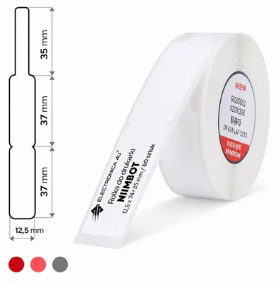 Image de NIIMBOT A2K18638601 NIIMBOT Etikettenrolle für Etikettendrucker 008-7002103 weiß, 12,5 x 109 mm, 1 x 65 Etiketten