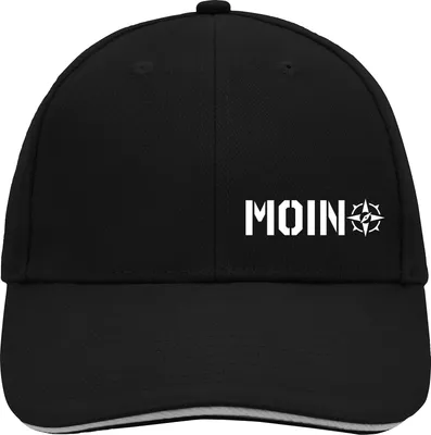 Produktbild von Huuraa Cappy Mütze Moin Kompass Black/Light Grey Baumwolle 6-Panel Kappe Geschenkidee