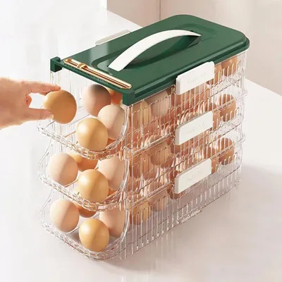Obrázok produktu pre EierRoll trojposchodový držiak na vajcia – zelený, šetrí miesto & stohovateľný do chladničky