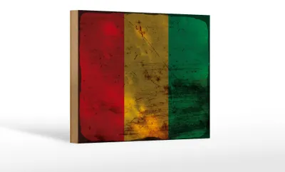 Produktbild von Holzschild Flagge Guinea 18x12 cm Flag of Guinea Rost Dekoration