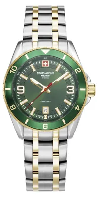 Produktbild von Swiss Alpine Military Herrenuhr für Herren, Modell Sierra, bicolor-grün, Artikelnummer 7034.1144