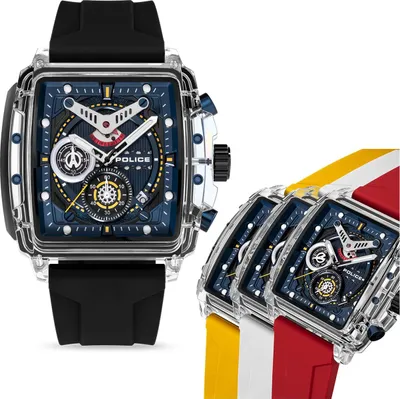 Produktbild von Police Herrenuhr Silikon Armband verschiedenfarbig Armbanduhr UPOO00524X2S