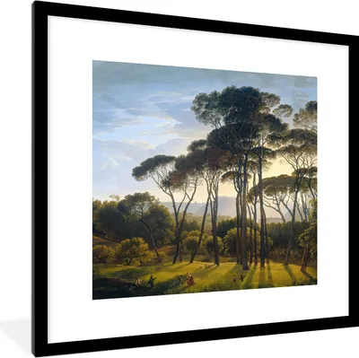 Produktbild von MuchoWow® Gerahmtes Poster Italienische Landschaft mit Zirbelkiefer - Kunst - Alte Meister 40x40 cm - Poster mit Schwarzem Bilderrahmen Wandposter Rahmen Foto Bilder - Poster - Plakat im Rahmen