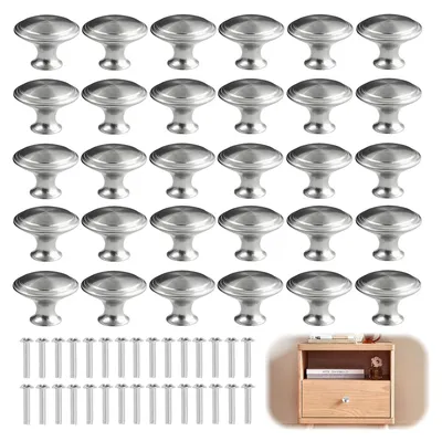 Produktbild von 30 Schubladengriffe aus Edelstahl mit 30 Schrauben, Schrankgriffe, Möbelgriffe, Edelstahl, einfach zu montieren, Griffe für Küchenschränke, Möbelknöpfe, geeignet für Schubladengriffe, Vintage-Möbelgriffe