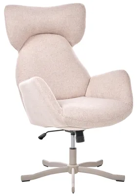 Obrázok produktu pre BELIANI, pohodlné kreslo, béžová farba, čalúnené látkou, otočné, vysoké operadlo, štýl mid-century modern, otočné kreslo, kreslo do obývačky