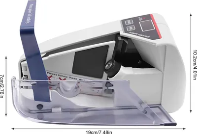 Produktbild von Tragbarer Banknotenzähler - V30 - Geschwindigkeit 600 Scheine/Min - Rückseitige Zuführung - LED-Display - EU-Stecker - Strom 100–240 V oder 4× AA (nicht inkl.) - Weiß