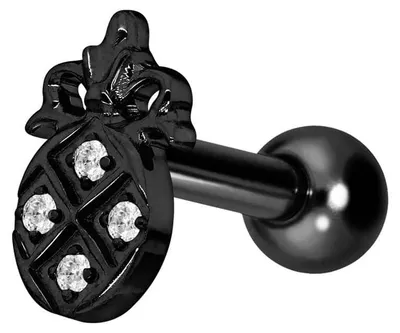 Produktbild von Ohrpiercing Titan Ohrpiercing mit Innengewinde KRISTALLANANAS Schwarz Stablänge: 8mm