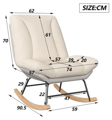 Image de Fauteuil berçant - Transat - Fauteuil relax - Tissu en coton et lin respirant - Dossier réglable