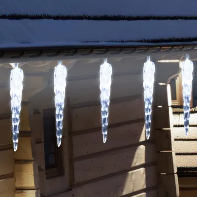 Obrázok produktu pre Jayseuw 40 LED icicle rozprávkové svetlá, 2 kusy LED icicle svetelná opona, záhradné svetlá Vianoce studená biela