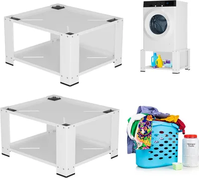 Produktbild von Hengda 2X Waschmaschinen Untergestell aus Stahl Waschmaschinensockel für Trockner/Kühlschrank bis 150kg