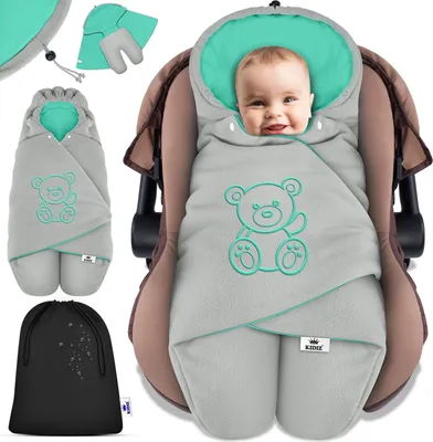 Produktbild von KIDIZ® Baby Einschlagdecke Babyschale Winter Herbst Babydecke mit Kapuze & Tasche Universal Fußsack kompatibel mit Maxi-Cosi, Römer, Buggy, Kinderwagen & Autositz isolierend gegen Wind, Nässe & Kälte
