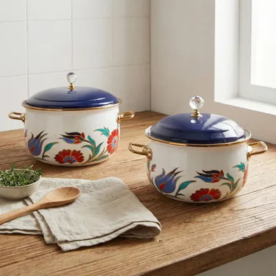 Produktbild von Serenk 20-24 cm Enamel 2-Piece Deep Belly Premium Casserole Set