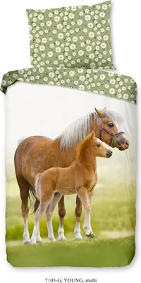 Produktbild von Good Morning Kinder Bettwäsche mit Pferd- 140x200 cm- 100%  Baumwolle