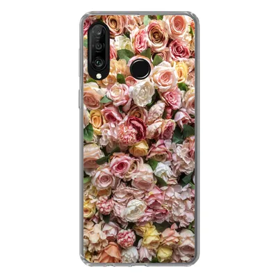 Produktbild von MuchoWow® Handyhülle Schutzhülle Hülle für Huawei P30 Lite Rosen - Farben - Wand Silikon Softcase Handy Hülle - Handyhülle