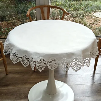 Runde Tischdecke Spitze Jacquard 100 cm Weiß