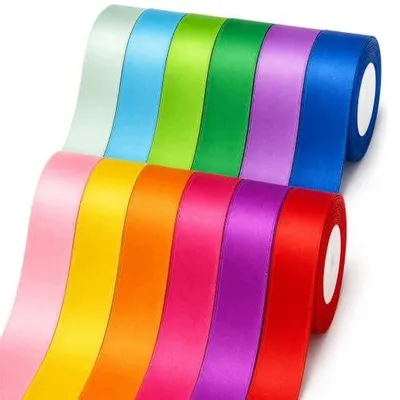 Zdjęcie produktu dla Wstążka satynowa 12 kolorów 25 mm 22 m do prezentu dekoracja DIY
