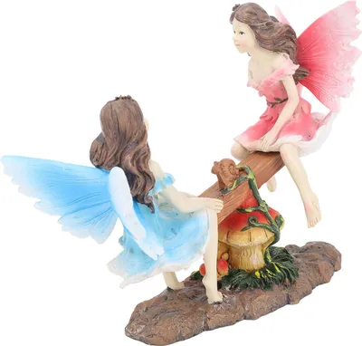 Image de Statue de Fée Ornement Seesaw Figure Résine Figurine réaliste Décoration pour Jardin Maison Salon Bureau