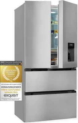 Produktbild von Exquisit Frenchdoor FD490-160-WS-200E inoxlook | 506 l Nutzinhalt | Edelstahloptik