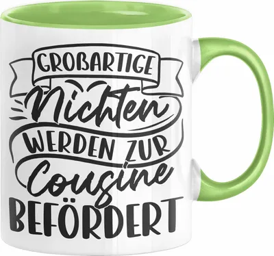 Produktbild von Cousine Tasse Geschenk Großartige Nichten Werden Zur Cousine Befördert (Grün)