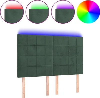 Produktbild von vidaXL LED Kopfteil Dunkelgrün 144x5x118/128 cm Samt