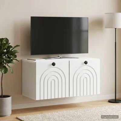 Obrázok produktu pre Maison Exclusive – Nástenná TV skrinka, biela, 59,5 x 31 x 30 cm, drevovláknitá doska