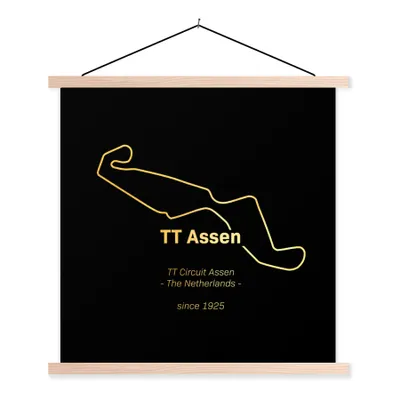 Produktbild von MuchoWow® Textilposter TT Assen - Gold - Niederlande 120x120 cm mit holzfarbenen Rahmen - Textil-Poster