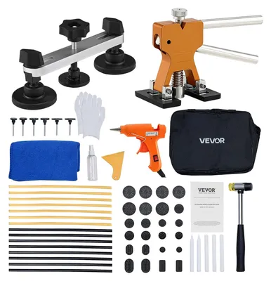 Image de VEVOR Kit de débosselage, 60 pièces pour éliminer les bosses sans peinture avec cric doré, tire-pont, maillet en caoutchouc, pistolet à colle, outil pour éliminer les dommages causés par la grêle sur la carrosserie