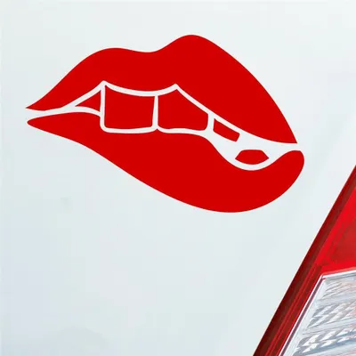 Produktbild von Auto Aufkleber Sexy Lippen Beißen Kussmund Erotisch Devot Shades 15x10 cm Rot Sticker Heckscheibenaufkleber