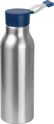 Produktbild von Alu Trinkflasche / Füllvermögen von 600 ml / mit blauen Silikondeckel